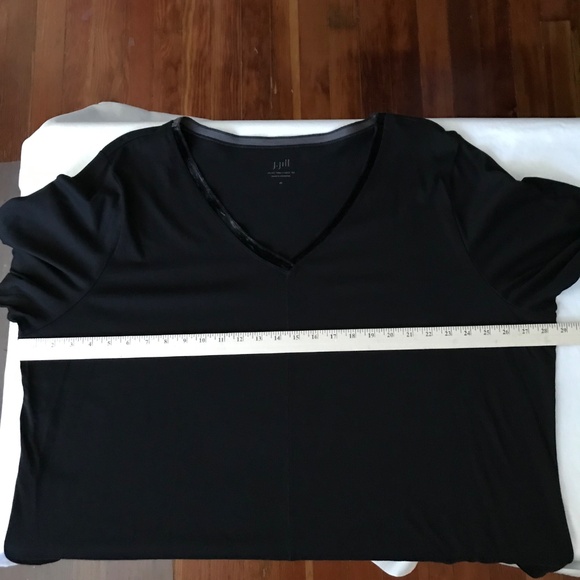 J. JILL Velvet Trim V-Neck Tee Long Sleeve Cotton Black NWT Women’s Plus Size 4X - Picture 9 of 15